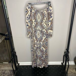 NEW Off Shoulder Double Split Printed Maxi Dress